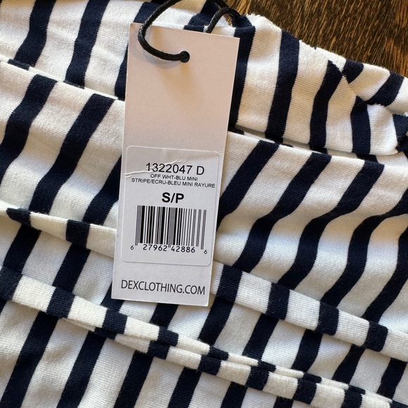 navy and white striped dress with matching belt - Picture 4 of 4